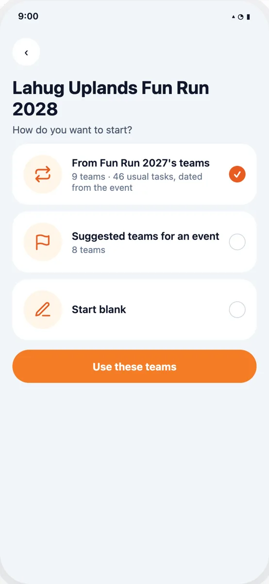 Starting a project from last year's teams